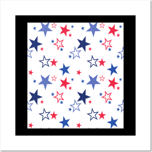 Seamless Pattern with Patriotic Stars. National Colors of the United States. Posters and Art